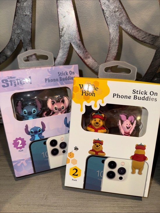 Disney Other - Disney Stick On Phone Buddies - Blue, Pink & Yellow (4-Pack)
